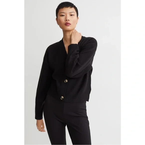 Black V-Neck Cardigan - Picture 2 of 9